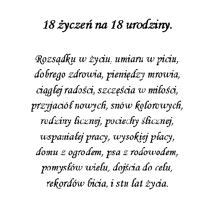 18 życzeń na 18 urodziny